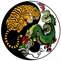 dragon and tiger yin yang symbol