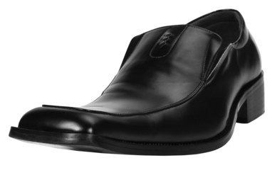 Close-up of a black leather shoe
