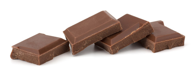 Chocolate bars stack isolated on white background
