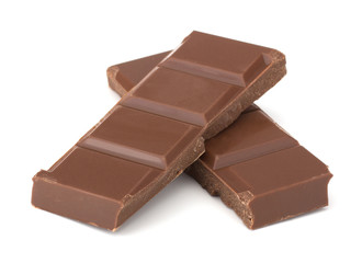 Chocolate bars stack isolated on white background