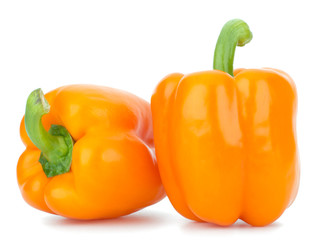 orange peppers isolated on white background closeup