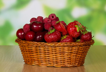 Wicker basket with berries