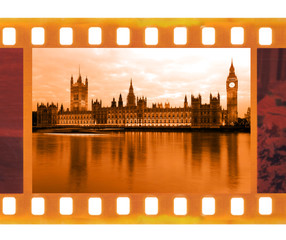 vintage old 35mm frame photo film with Famous and beautiful view