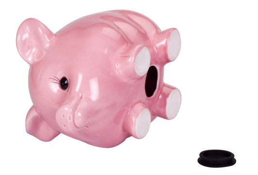 Close-up of a piggy bank lying down