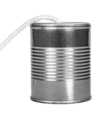Close-up of a tin can phone