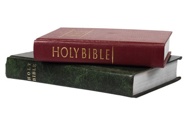 Close-up of the Bible books