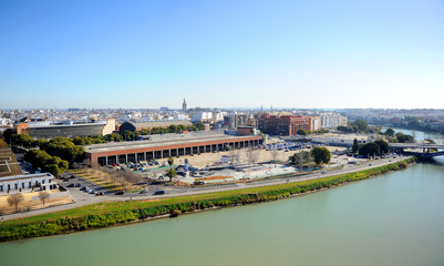 Panoramic view of the Guadalquivir River, Sevilla, Spain