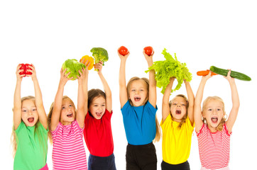 Naklejki  Children  with vegetables