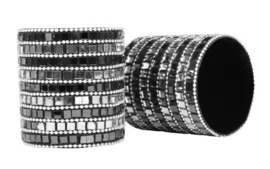 Close-up of two candlestick holders