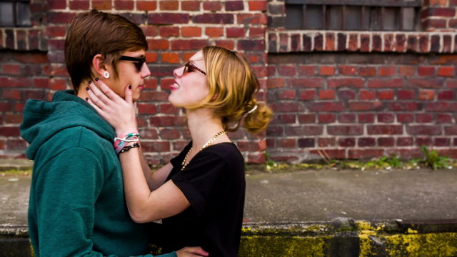 Young couple fooling arround and having fun