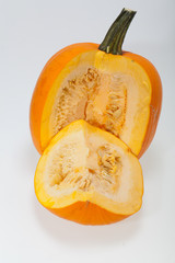 Fresh orange pumpkin isolated on white background