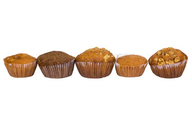 Assorted muffins in a row