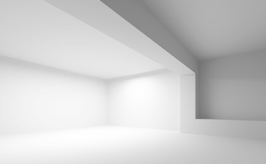 Naklejka na ściany i meble Abstract white architecture background. Empty 3d interior