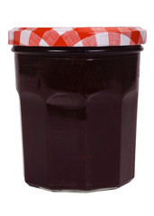 Close-up of a jar of strawberry jam