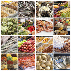 Food market collage