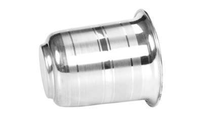 Close-up of a stainless steel glass