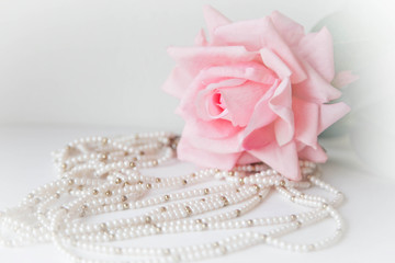 Wedding background with rose and beads
