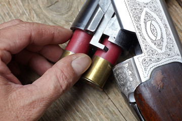vintage hunting gun with shells