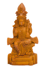Close-up of a figurine of Goddess Saraswati