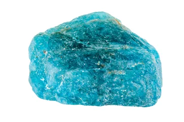Fotobehang Apatite gemstone. Blue rough and uncut crystal © imfotograf