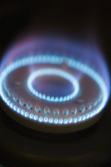 Close-up of flames on a gas stove