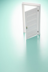 白色の開いた扉の模型