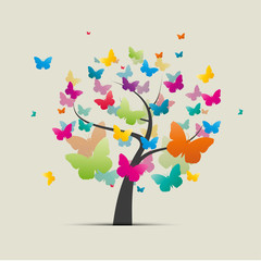 arbre et papillons © M.studio