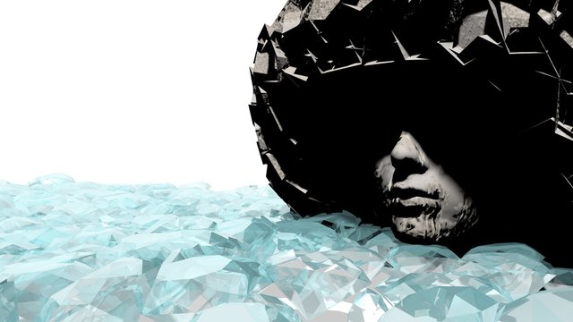 woman statue head among diamons