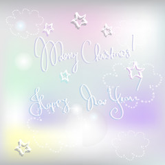 Merry Christmas and Happy New Year hand written background