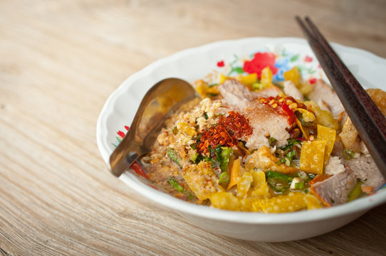 Thai noodle food closeup