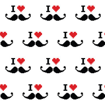I love mustche or moustache seamless pattern