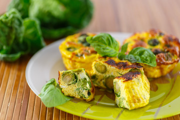 baked omelet with brussels sprouts