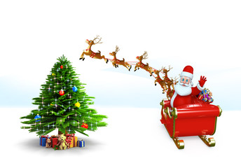 Santa claus with his sleigh