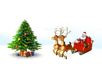 Santa claus with his sleigh