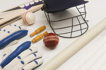 Close-up of cricket equipment
