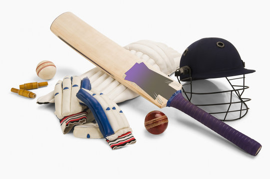 Close-up of cricket equipment