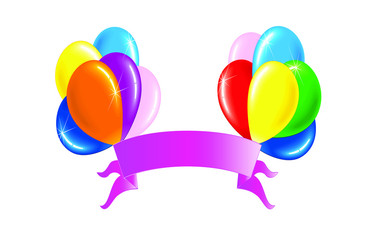 banner with color balloons illustration