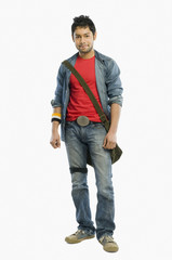 Fototapeta premium University student posing with a shoulder bag
