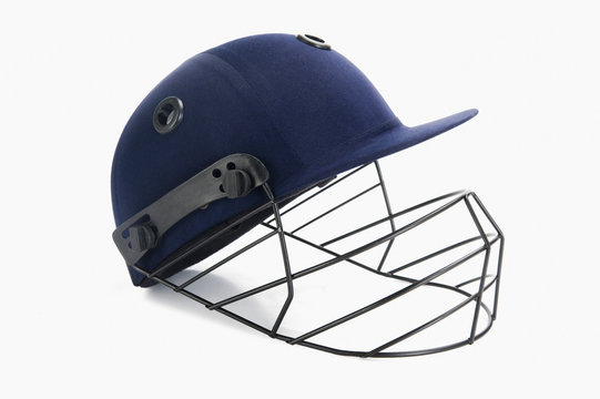 Close-up of a cricket helmet