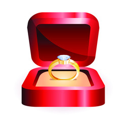 gold ring in a red box