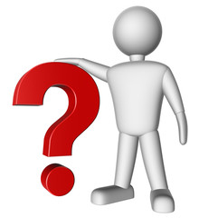 3d human with a red question mark