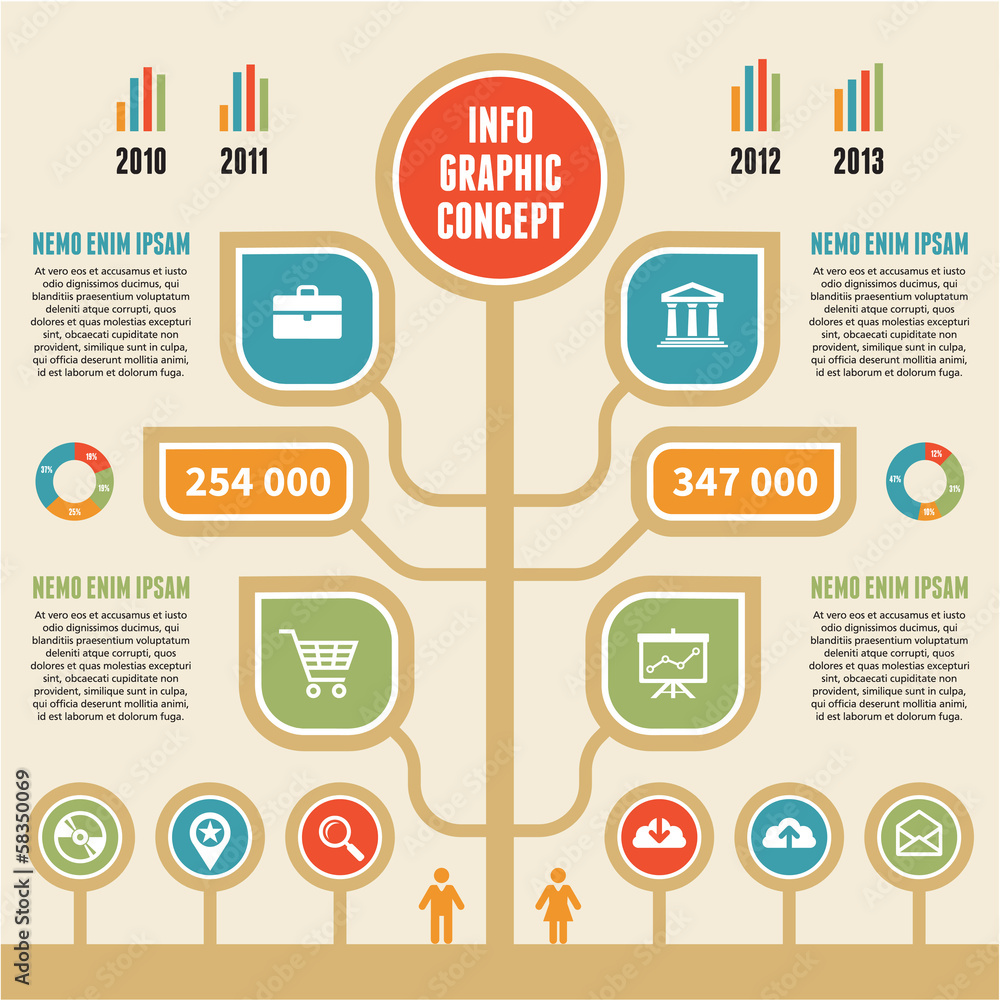 Poster infographic concept - vector scheme with icons