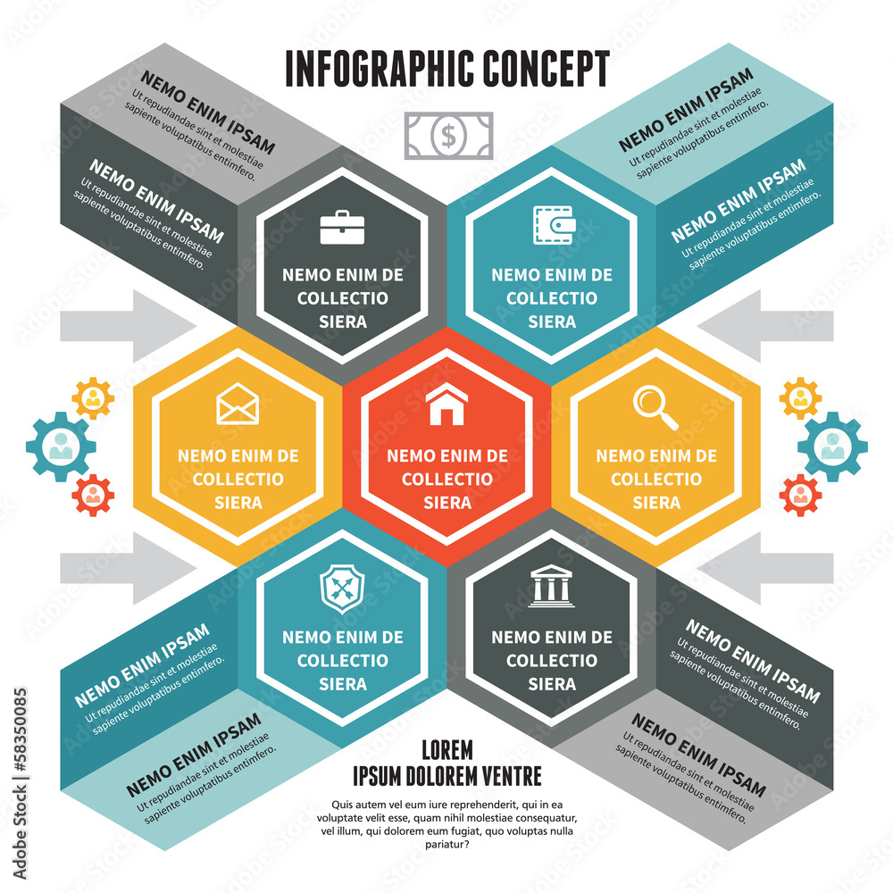 Poster infographic concept - vector scheme with icons