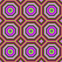 Vibrant colors octagonal shapes seamless abstract pattern.