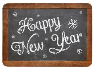 Fototapeta premium Happy New Year on blackboard