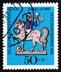 Postage stamp Germany 1969 Postilion on Horseback, Tin Toy