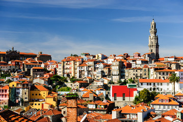 Porto cityscape with Clerigos tower, Porto, Portugal