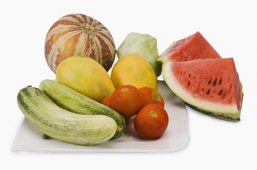 Close-up of assorted fruits and vegetables