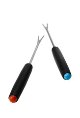 Close-up of two fondue forks