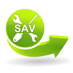 service après vente sur symbole vert